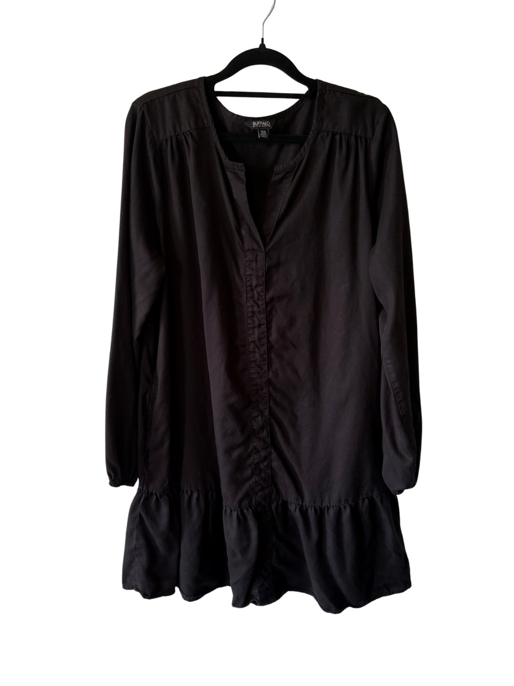 Black Long Sleeve Ruffled Babydoll Dress or Tunic